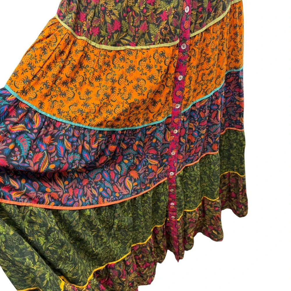 FARM Rio Multicolor Floral Tiered Maxi Skirt - Orange, Green, Pink, Blue - Picture 5 of 10
